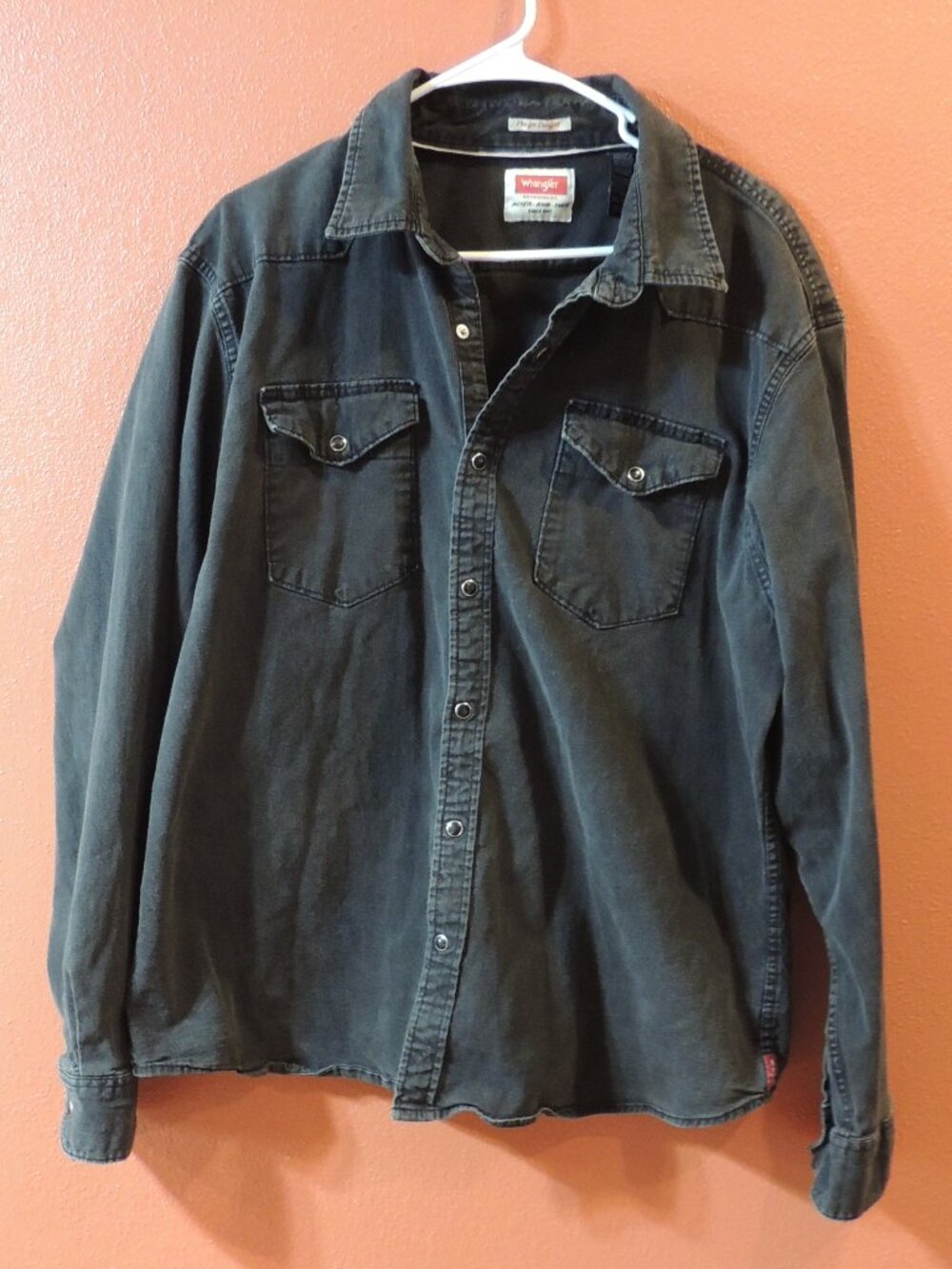 Wrangler Shirt Y2K Men 2XL Cowboy Rodeo Black Pearl Snap Button Down Shirt